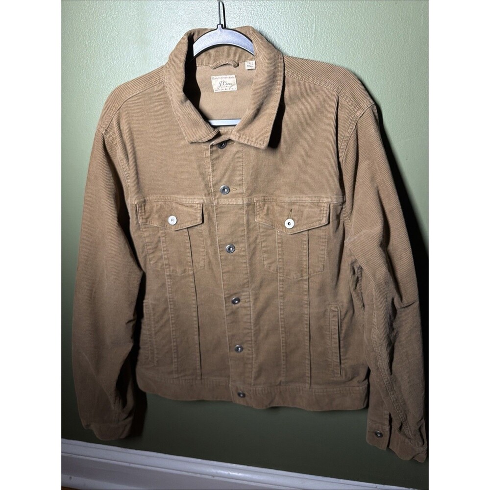 J. Crew Mens Large Stretch Corduroy Trucker Jacket Tan Camel Coat
